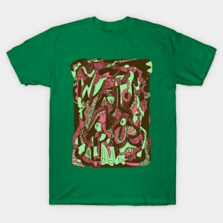 Pink and Mint Color Abstract Wave of Thoughts No 4 T-Shirt